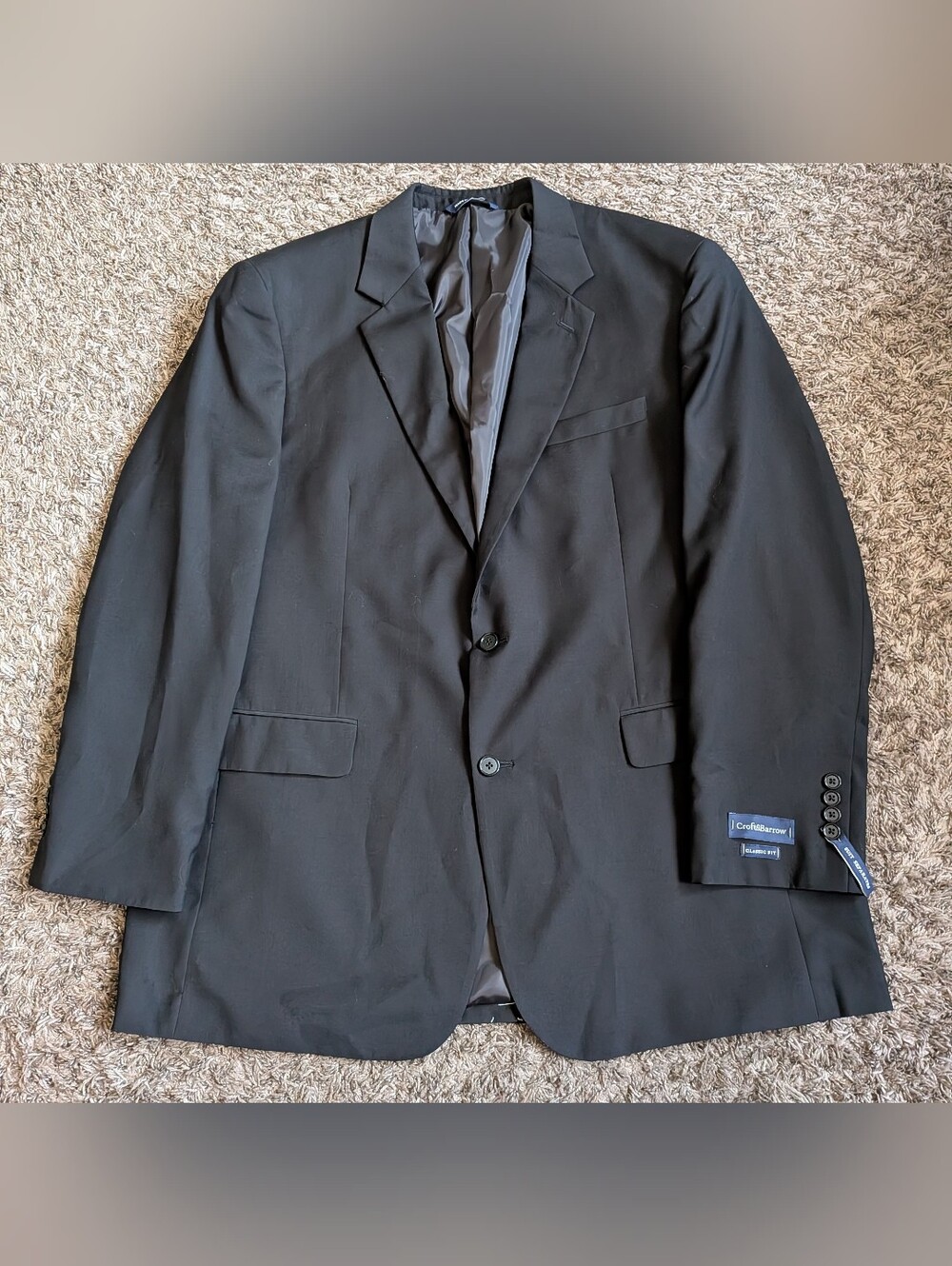 NWT Croft&Barrow Black 2-Button Classic Fit Suit Jacket Men's 44L